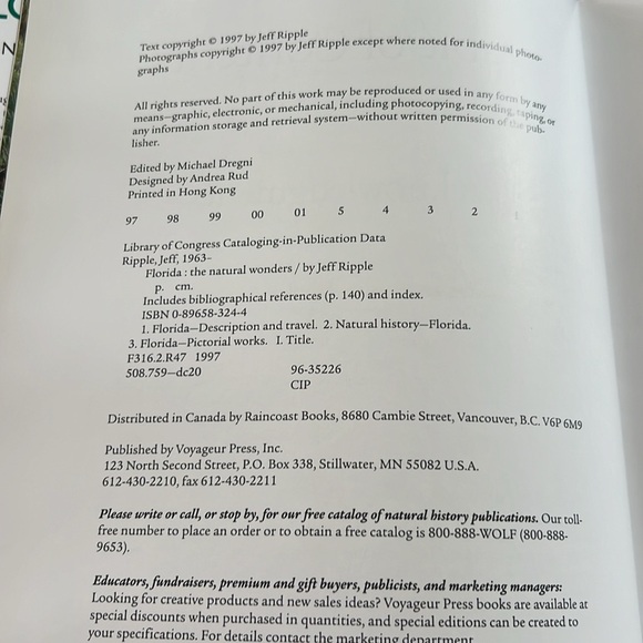 Coffee Table Book Florida The Natural Wonders Hardcover 1997 EUC Large Jacket - Picture 4 of 16